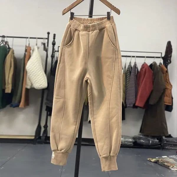 AutumnWinter 150kg American Retro Cuffed Casual Trousers Mens Korean Slimming Patchwork Fleecelined Harem Sweatpants 251231BJ