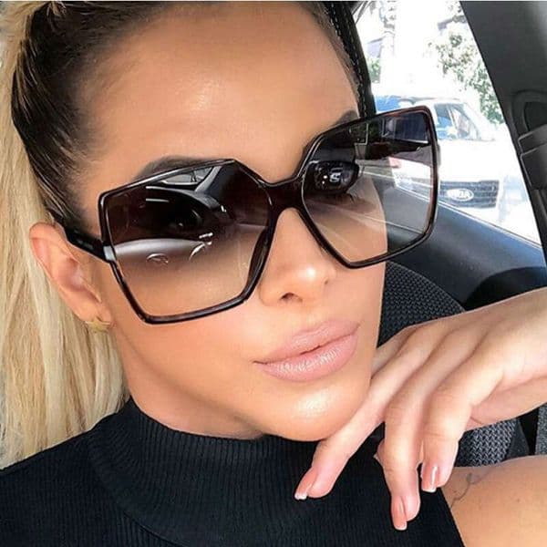 Higody Fashion Women Oversized Sunglasses Gradient Plastic Brand Designer Eyewear Female Sun Glasses UV400 Lentes Sunglasses Liuyuemoshang