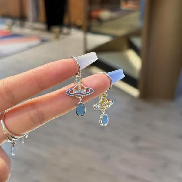 Viviane Weswood Earings Designer Earring for Woman Diamond Earring Modelempress Acrylic Mermaid Tear Drop Design Earrings for Women Light Luxury Versatile Niche