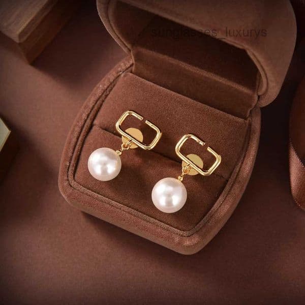 Classic Charm Earrings 18k Gold Pearl Pendant Luxury Designer Earring Ladies Party wedding couple gift jewelry