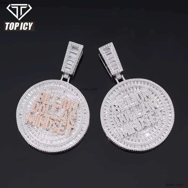 Icy 5A VVS IGI Moissanite Long Stick Billion Big Charm Thin Round Shape Necklace Pendant Jewelry for Men