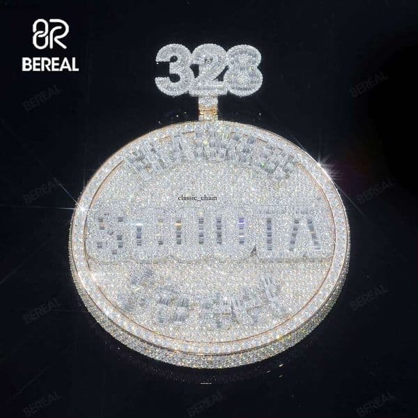 Pass Test Iced Vvs Baguette Moissanite Sier Gold Hip Hop Letter IGI Name Boutique Jewelry Necklace Pendant Men