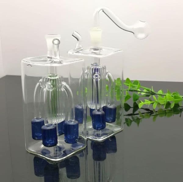 Smoking Pipes bongs Manufacture Hand-blown hookah Square tube four claw filtered silent glass water pipe kettle