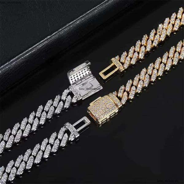 Wholesale 8mm Flip Clasp Single VVS Moissanite Men's Sterling Silver Cuban Chain Necklace Bracelet