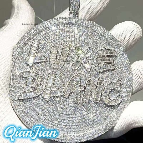Ice out 14K VVS Moissanite Custom Hip-Hop Name Iced Out Silicon Stone Moissanite Letter Pendant 925 Gold Pure Silver Sword Jewelry