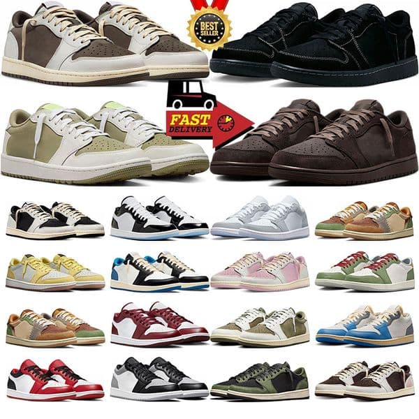travis basketball shoes men women designer sneakers top outdoor trainers athletic sports shoe concord Reverse Mocha low 1s travi travisscot 1