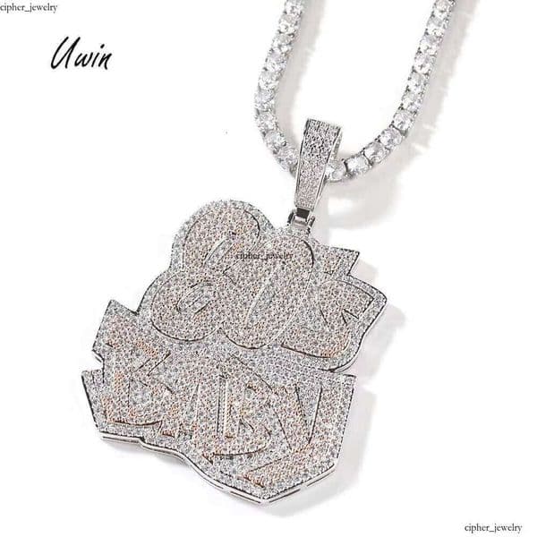 Ice out VVS IGI Moissanite Fashion Jewelry 80s Baby Letter 18k Gold Plated Unisex Necklace Two-tone Pendant