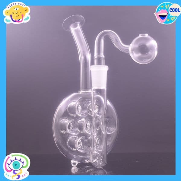 Wholesale 7hole Smoking oil burner Bong Colorful Thick heady Glass Hookah Pipes Bubbler Herb Tobacco Glass 14mm Male Filter Bowl Waterpipe