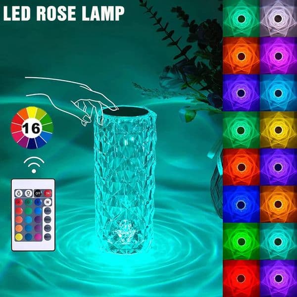 Crystal Rose Lamp 16 Colors RGB Night Light Touch Lamp USB Romantic LED Rose Table Lamps For Bedroom Party Dinner Decor Light 251230