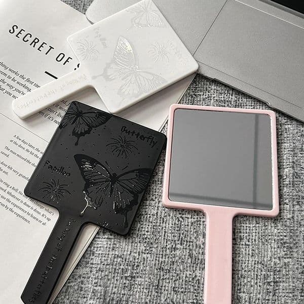 Vintage Butterfly Square Mirror Mini Hand-Held Desktop Cosmetic Makeup Mirror Travel Portable Beauty Mirror Girl Birthday Gift 251231