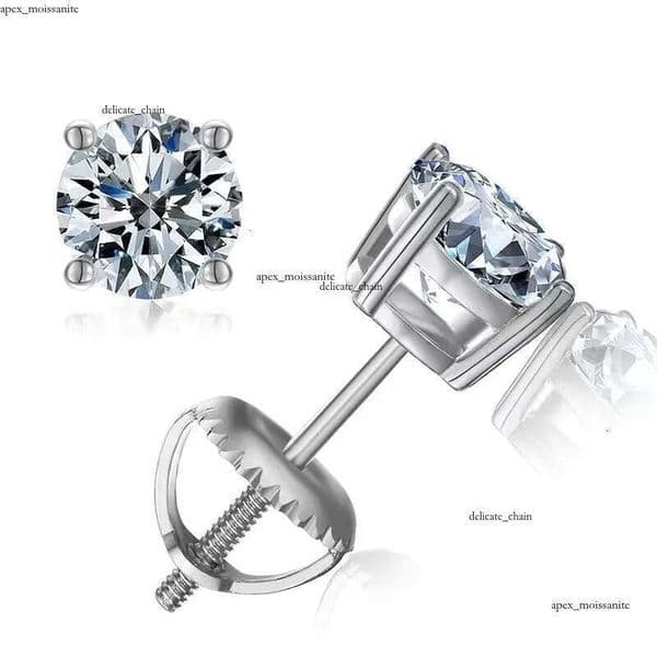 pass diamond tester vvs moissanite designer for women 925 sterling silver stud earrings gold plated mens screw back earring jewelry 14K valentines day gift 72