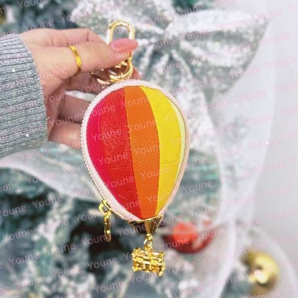 Hot Air Balloon Purse Pouch Keychain Womens 3D Simple Mens Fashion Chain Monogram Luxury Designer Keyring For Women Designers Bag Charm Purse Accessories Key Rings