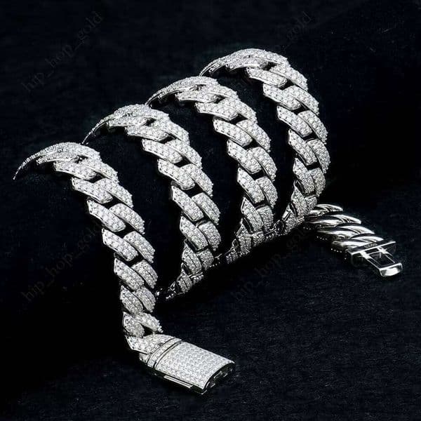 Hip Hop Chain VVS Moissanite New S Sier Iced Out VvsMossanite Cuban Men's Necklace