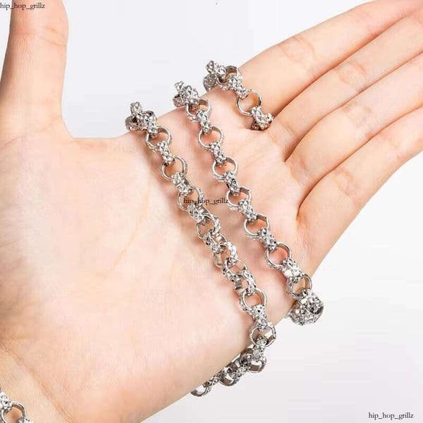 High-Quality Sterling Silver Raw Materials VVS Moissanite Cut Rolo Chain Bulk Necklace Bracelet Jewelry Making