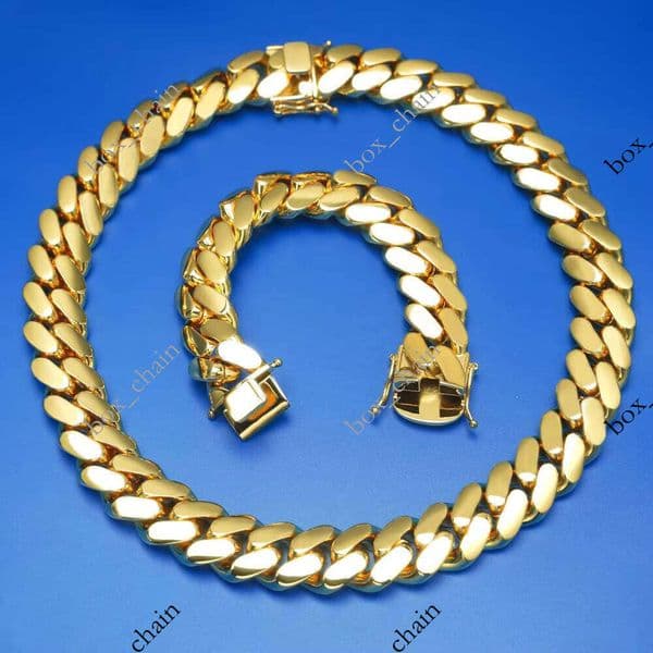 Wholesale 18k Custom 24k Gold 20mm Miami Cuban Chain Necklace