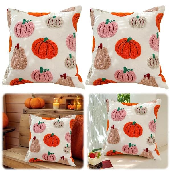 Halloween Throw Pillow Covers 4545cm Polyester Pumpkin Embroidery Pillowcase For Autumn Decorative Cushion Cover Living Room 251230