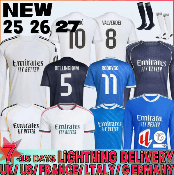 25 26 27 Reals Madrid MBAPPE BELLINGHAM TRENT VINI JR 2025 2026 Soccer Jerseys RODRYGO MODRIC Valverde Arda Guler Endrick Football Shirt Kids Kit Top Uniform595636