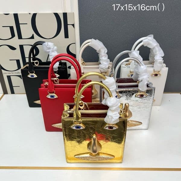 Designer bag face handbag trendy silver patent leather small square bag simple and versatile high-end single shoulder crossbody bag