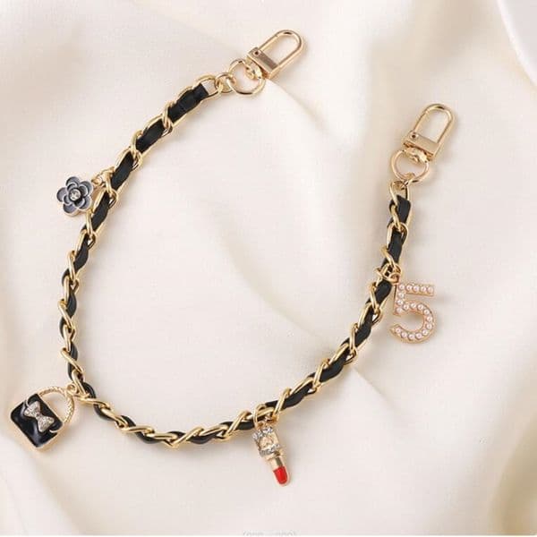Keychains Lanyards Keychain fashion key chain String leather Pearl ladies car keychain 5 styles classic charm key ring fashion accessories