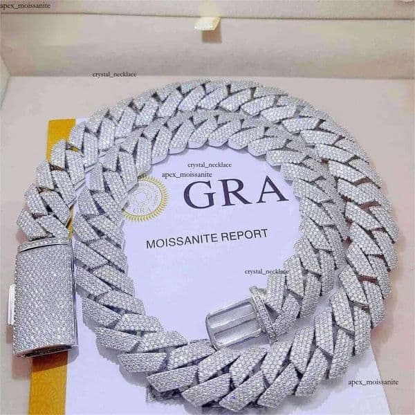 moissanite necklace designer jewelry cuban k chain Iced Out Pass Dia Tester Sterg Sier Necklace Vvs 14K Moissanite chains for men necklaces20mm 71