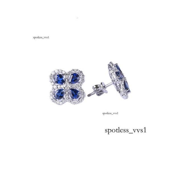 925 GRA Sterling Silver Flower Stud Earrings VVS Moissanite New Design Gold Plated Gemstone Jewelry Setting Party Gift