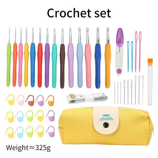 Set Crochet Hooks Kits DIY Weaving Tools Crochet Needles Yarn Weave Knitting Needle Set with Storage Bag