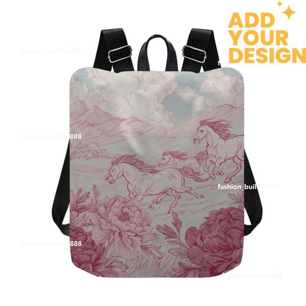Custom H Designer Fashion Anti Theft Backpack Luxury Horse Pattern Unisex Full Print Backpack Laptop Bag Travel Bag H17
