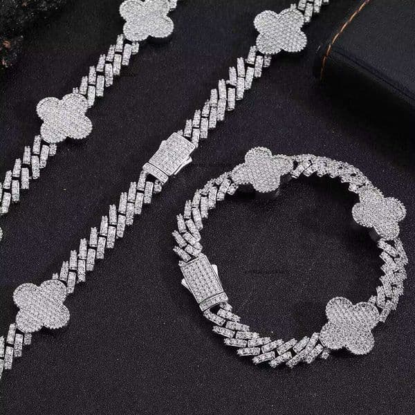 VVS Moissanite High 14K Quality Brass Butterfly Cuban Chain Jewelry Set Men and Women Wedding Accessories Manufacturer Wholesale