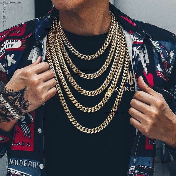 18K 8mm Miami Cuban Link Curb Chain 18K Gold Plated Titanium Steel Jewelry, Durable, Anti-Tarnish, No Allergies Street-wear Punk Hip Hop Necklace Gift, 16 18 20 22 c9