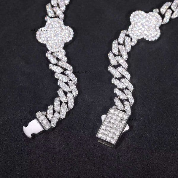 High Quality Brass Four GRA Leaf Clover Bracelet 8mm Hip Hop Luxury Iced Out 5A VVS Moissanite Boutique Jewelry