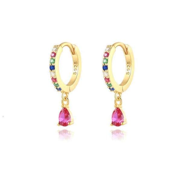 Aide 925 Sterling Silver Colorful Cubic Zirconia Teardrop Charm Hoop Earrings For Women CZ Crystal Circle Pendiente Fine Jewelry thumbnail 2