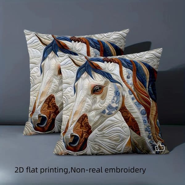 1 pillowcase 2D flat printing Horse Patterned Cushion 2D Flat Printed Polyester pillowcase sofa decorative cushion cover 251230