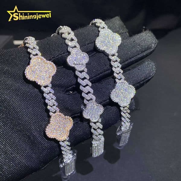 GRA Certificate Iced Luxury 6mm 8mm 925 Silver 14K VVS Moissanite Hip Hop Diamond Jewelry Cuban Bracelet Unisex