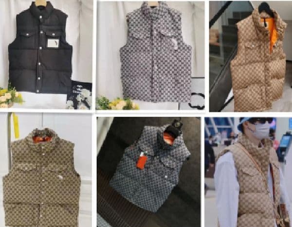 HOT Puffer Vest Mens Jacquard Waistcoat Winter Down Vests Parkas Couple Bodywarmer Womens Jacket Sleeveless Outdoor Warm Thick Outwear Clothing Gilet