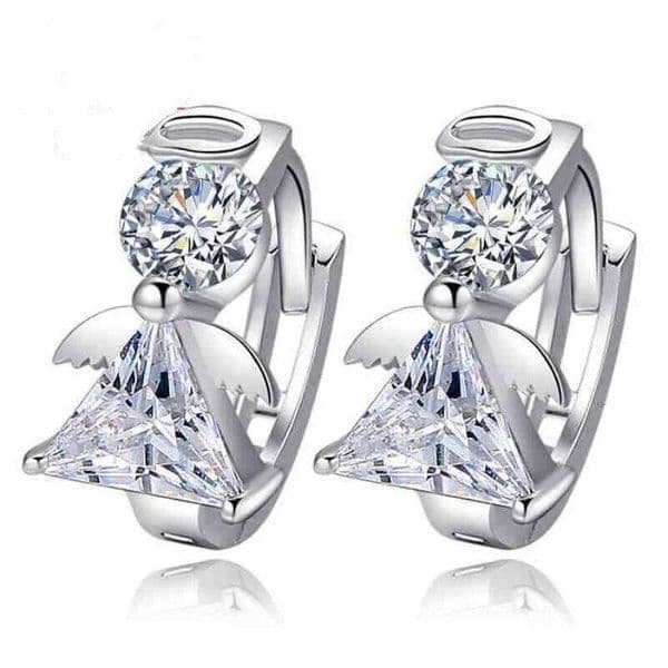 Andara 925 Sterling Silver Earrings Zircon Crystal Angel Ear Hoops for Women Jewelry Gifts