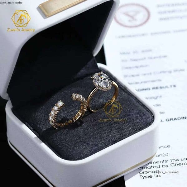 GIA IGI Certified Solid 14k 18k Gold Customizable Lab Grown 14K Diamond Set 1ct-5ct for Men Women CVD HPHT Engagement Ring ca