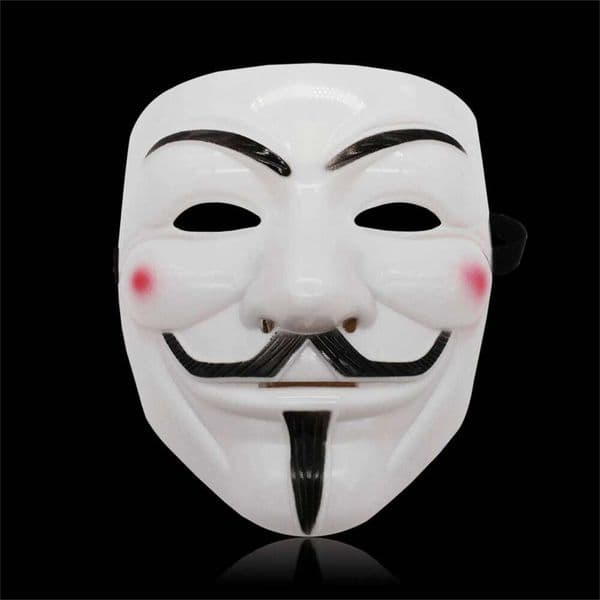 Guy Fawkes Mask Black/White Revolutionary Style Halloween Cosplay Face Cover Party Accessories 26T0104