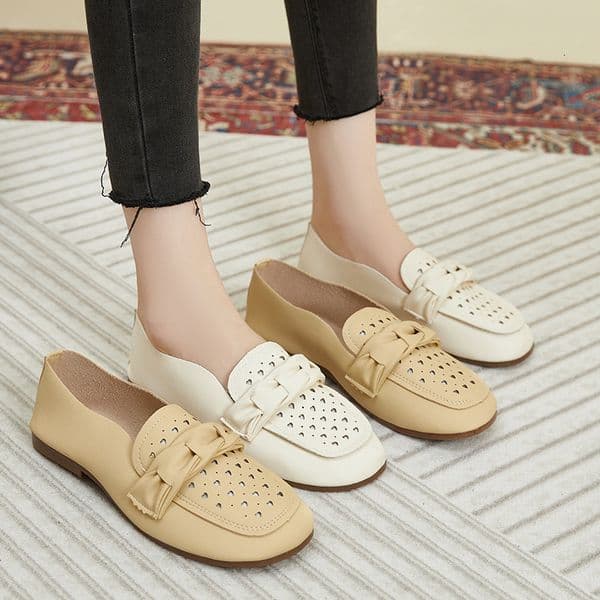 Ddmysports Pregnant Women Closed Toe Slippers Summer New Style Lazy Hollow Sole Flat Casual Ultra Soft Low Heel Outdoor Shoes