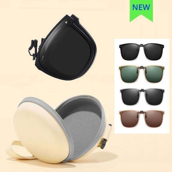 Folding Portable Sunglasses Clips Polarized UV400 Anti UVA UVB Oversized Square Flip Up Sun Glasses Lentes De Sol Mujer X260104