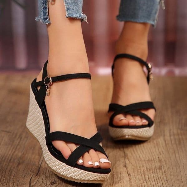 Sandals Womens Summer Roman Style Wedge Heels Platform Shoes Womens High-heeled Breathable Shoes