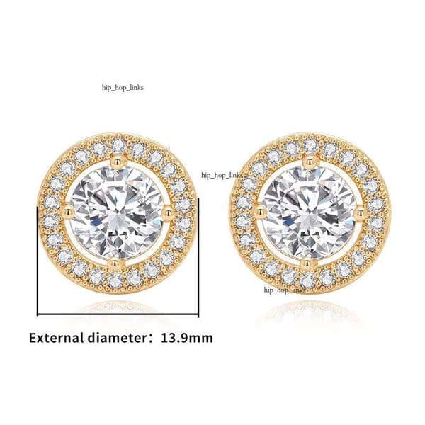 Fashion Round Four-Prong 14K VVS Moissanite Earrings Gold-Plated Brass/Sterling Silver 18K Ball Shape Gift