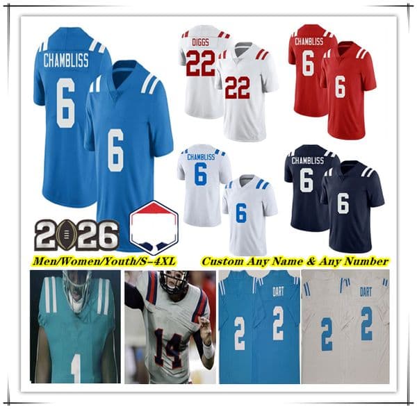 Trinidad Chambliss OleMiss Football Jersey College Jaxson Dart Kewan Lacy Harrison Wallace III De'Zhaun Stribling Deuce Alexander TJ Dottery Wydett Williams Jr. 5XL