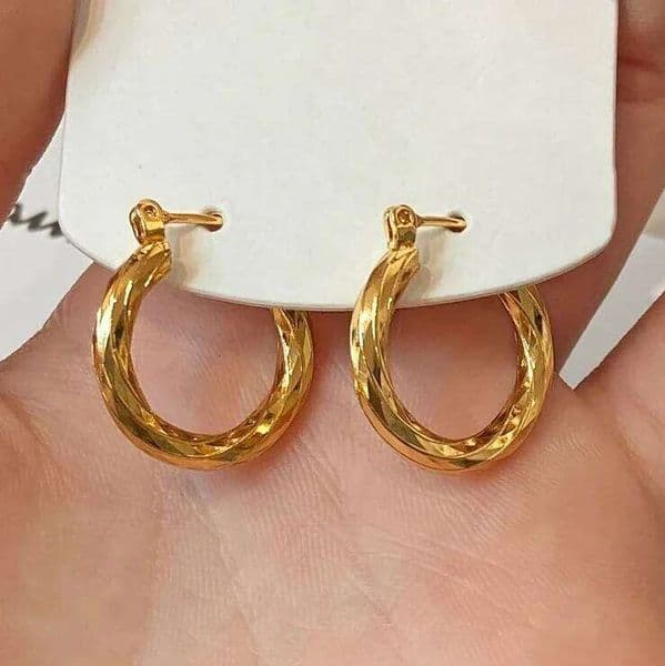 Real 925 Sterling Silver 18K Gold Twisted Geometric Hoop Earrings for Women Light Luxury Fine Jewelry Classic Accessories