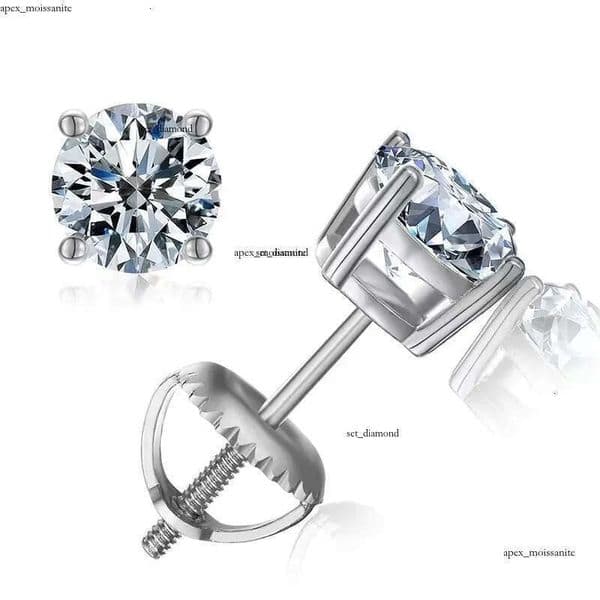 pass diamond tester vvs moissanite 14K designer for women 925 sterling silver stud earrings gold plated mens screw back earring jewelry valentines day gift 72