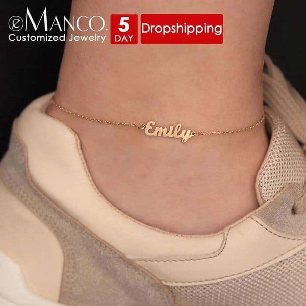 eManco Customized Name Anklet for Women Personalized Letter Stainless Steel Jewelry Gift Support Dropshipping