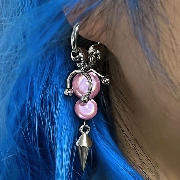 Y2K Jewelry Pink Laser Glow Rivet Earrings Cool Accessories for Women Harajuku Korean Fashion 90s Aesthetic Goth Earrings Cool 251230