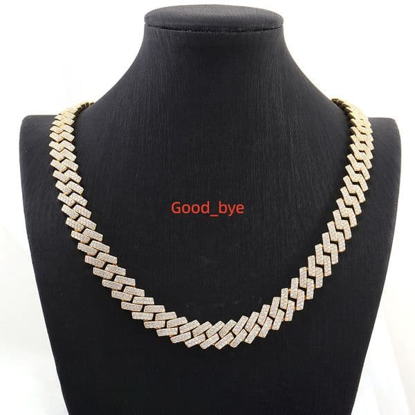 New Customize Fine Jewelry Chain 925 Silver Gold Plated Necklace Moissanite Miami Cuban Link Hip Hop Cuban Chain Bracelet