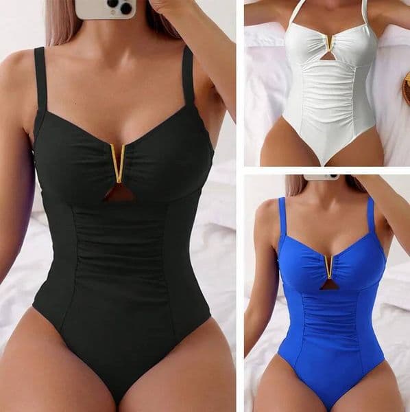 2026 V-neck Shiny Swimwear Women Beach One Piece Swimsuit Mujer Trikini Badpak Maio Biquini Monokini Bikini dongdumaoyi