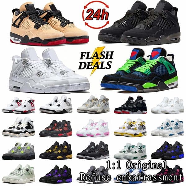 2026 designer shoes 4s basketball trainers pizza black cats 2025 Purple Lake Thunder Military Sail for men women mens sports basketball 4shoe