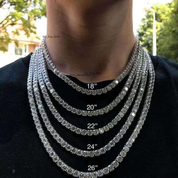 New Hip Hop 18K by testing All Tennis authentic 925 sterling silver Men's and women's Moissanite Chain Christmas gift 14K 3mm 7f